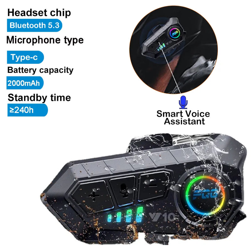 Fone e Microfone Bluetooth Impermeável para Capacete